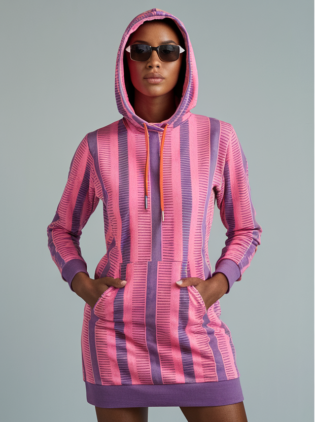 Striped hoodie dress sale