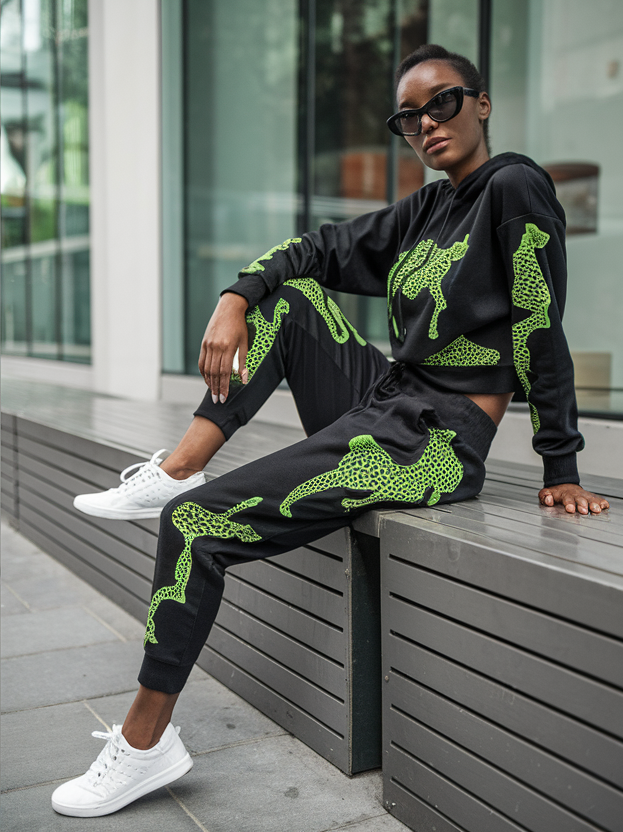 Women s African Safari Glow Jogger Set Women s African Fashion My Heritage Threads Modern African Fashion Cultural Apparel Unique Design