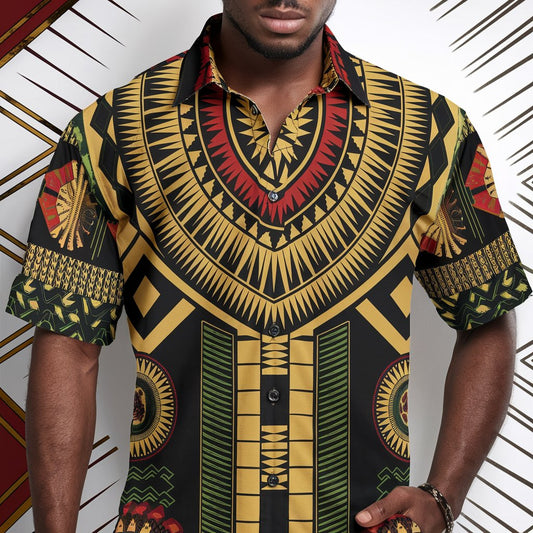 Men's African Prestige Adinkra Button-Up Shirt