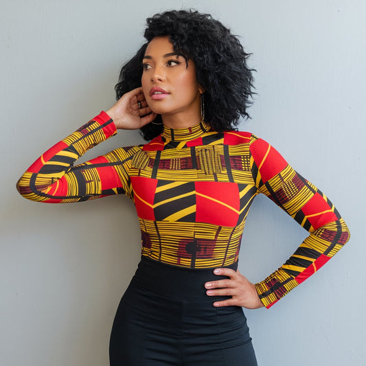 Women's African Geometric Pattern Bodysuit