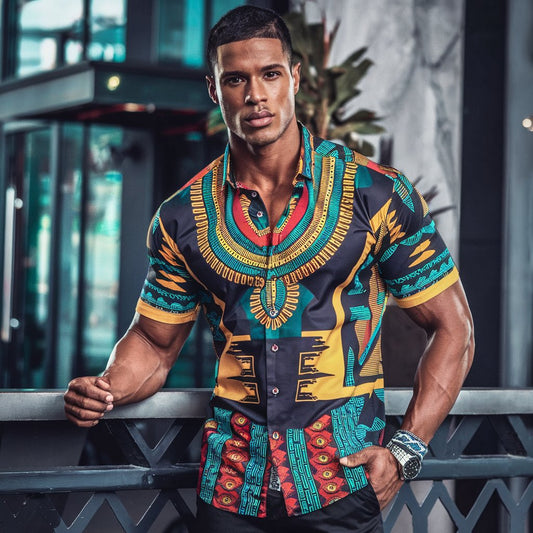 Men's African Luxe Cultural Heritage Button-Up