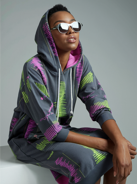 Women's Adire Illusion Hoodie Dress - 4XL