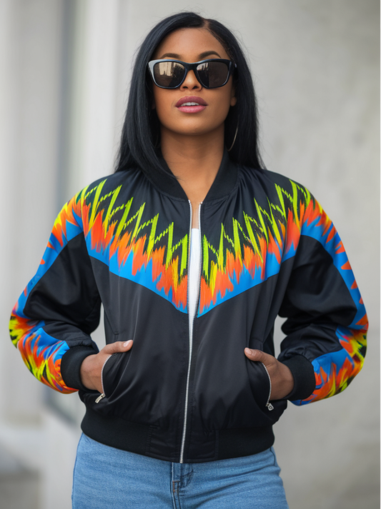 Neon Kente Bomber Jacket - 4XL