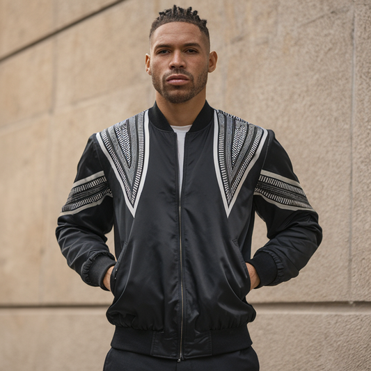 Men's African Onyx Warrior Bomber Jacket