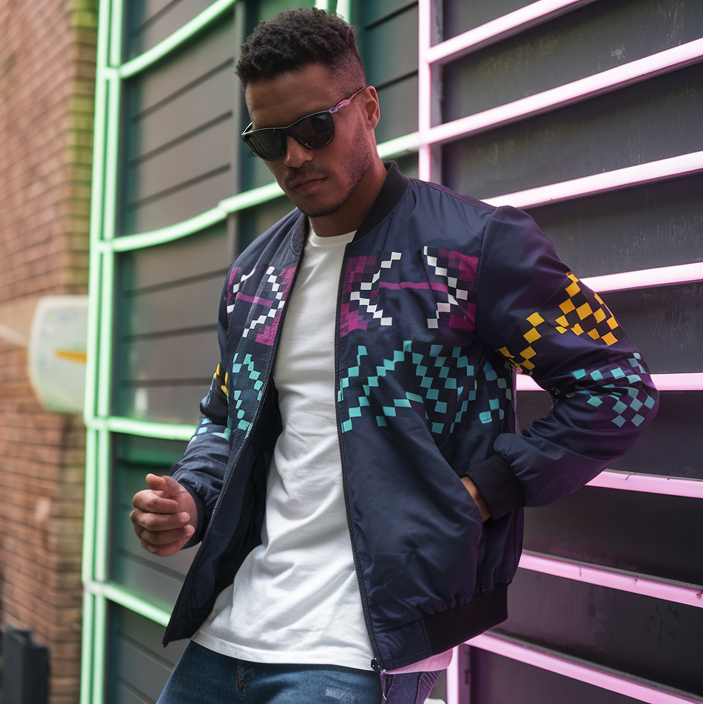 Men's African Pixel Tribe Bomber Jacket 2
